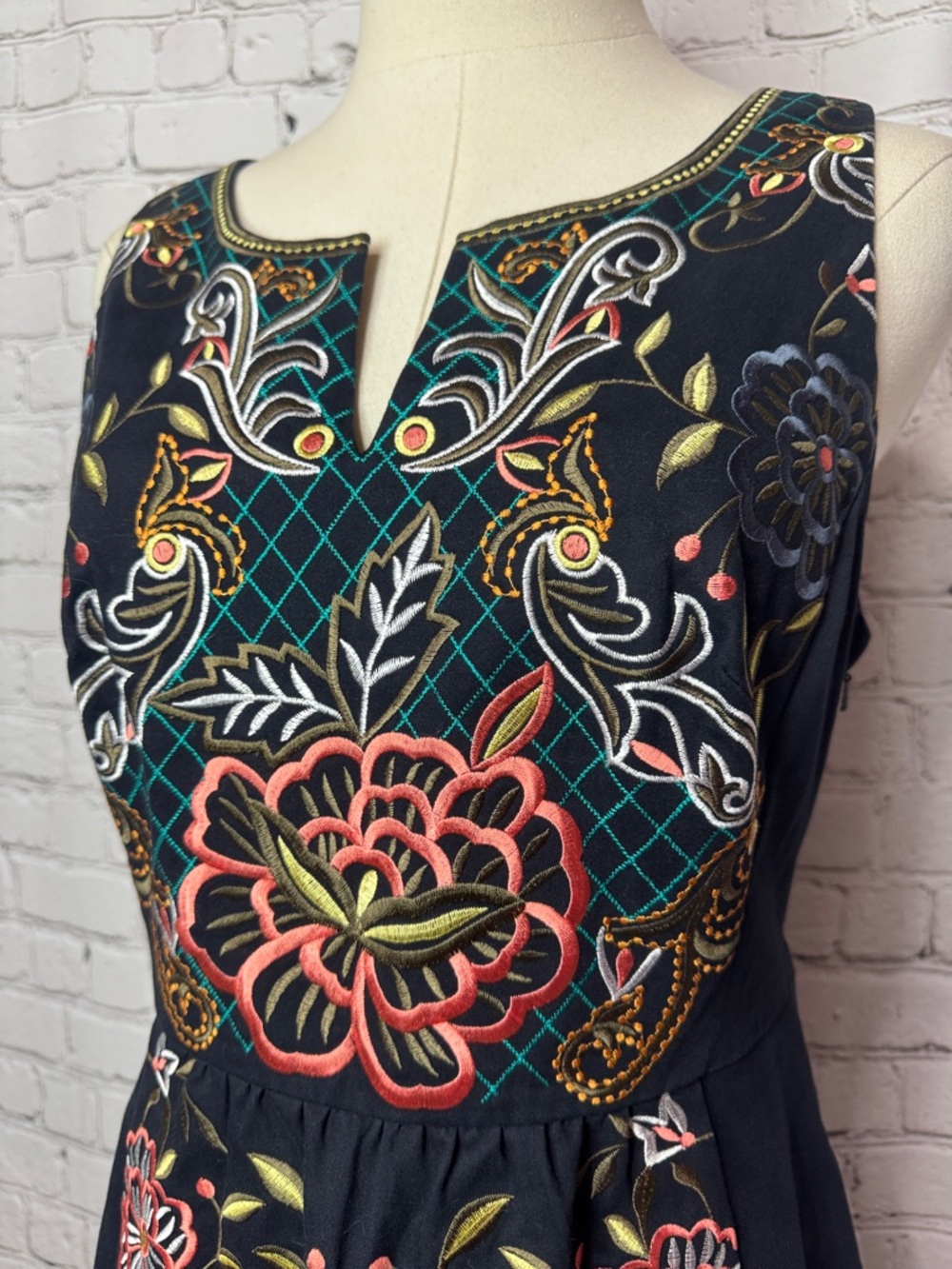 Anthropologie Moulinette Soeurs Embroidered Sleeveless Dress Size 8 - Picture 10 of 14